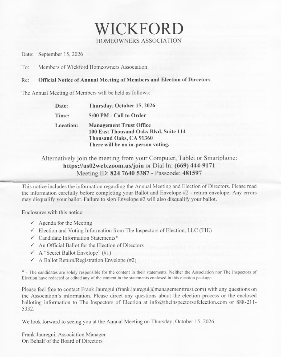 Wickford Election Notice